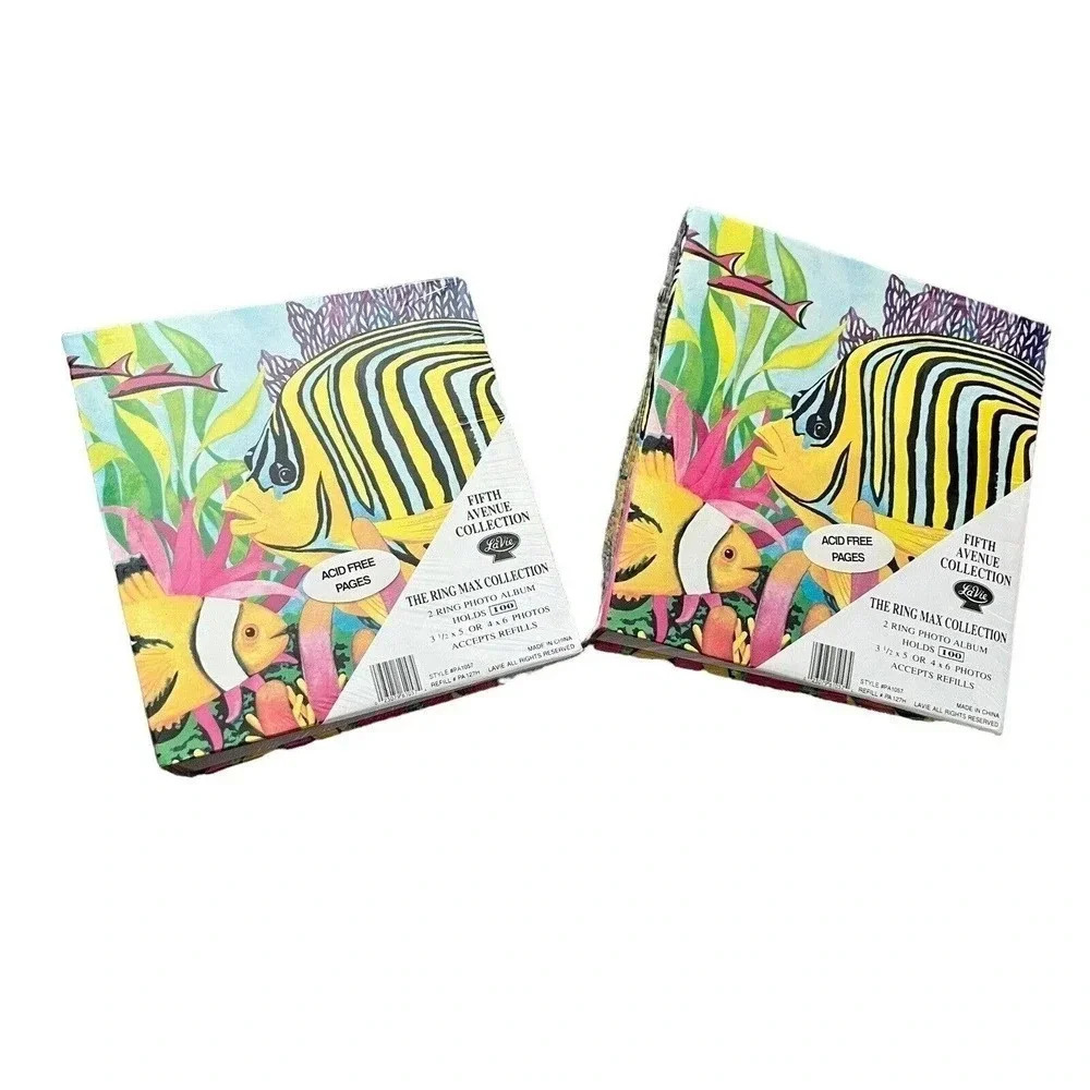 Vintage Tropical Fish 2-Ring Binder Style‎ 4"x6" 100 Photo Album Set Of 2 LaVie